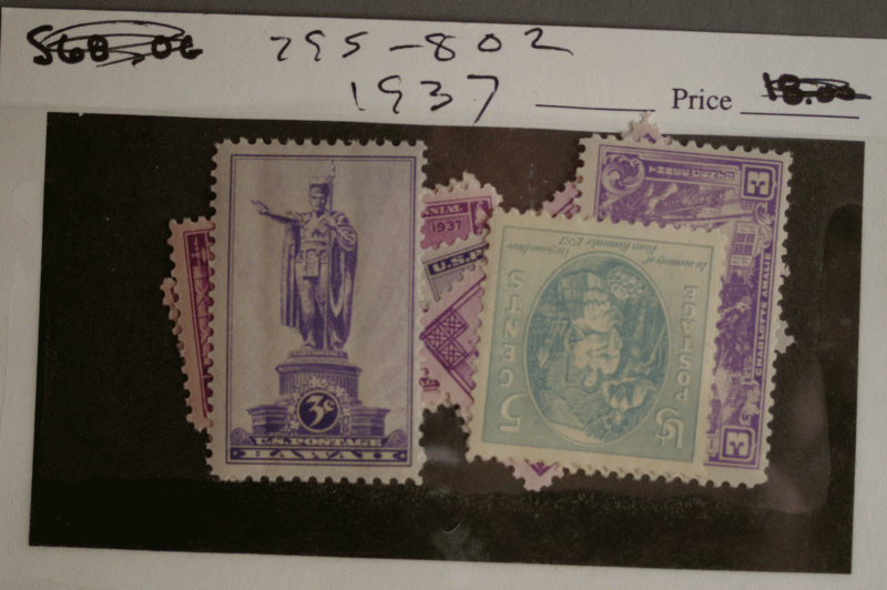 United States #795-802 Set MHN 1937 w/ Souvenier Sheet