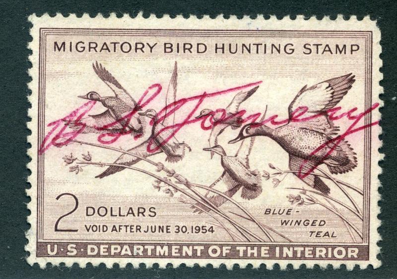 RW20 1953 US Department of the Interior - Blue Winged Teal - $2 Used Duck Huntin