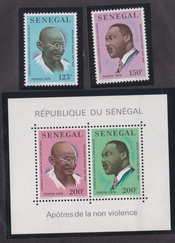 Senegal # 487-488 & 489, Mahatma Gandhi & Martin Luther King, NH, 1/2 Cat.