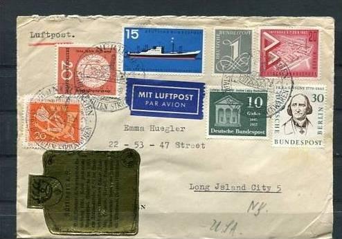 Germany 1957 Cover Wurttemberg  USA   (MiF) Cv 24 Euro