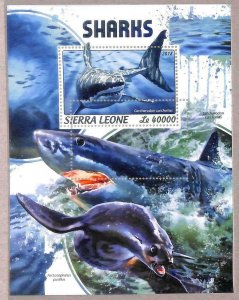 A4672 - SIERRA LEONE - ERROR MIPERF, special block: 2018, sharks, marine life-