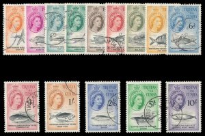 Tristan Da Cunha 1960 QEII Marine Life set complete VFU. SG 28-41. Sc 28-41.