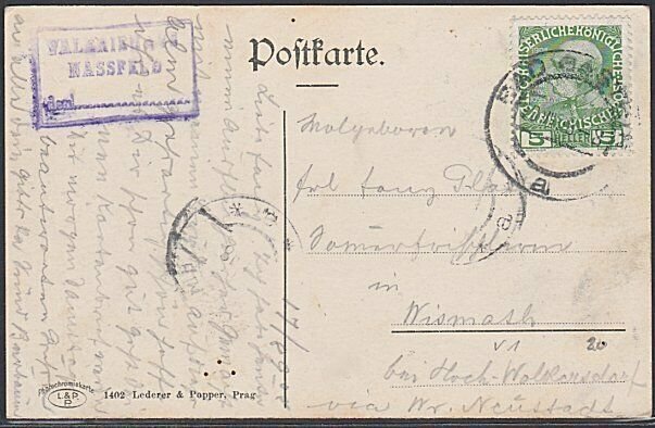 AUSTRIA 1908 postcard ex Badgastein - Nassfeld hotel cahcet.................5364