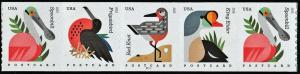 SC#4995-98 (35¢) Coastal Birds Plate Strip of 5 (2015) MNH 