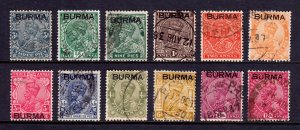 Burma - Scott #1//12 - Used - Short set - SCV $6.85