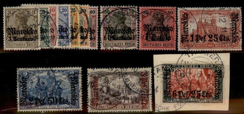 Germany Offices Morocco Michel 46-58 Used Stamp Set 62389