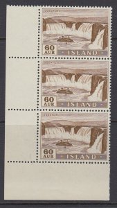 Iceland, Scott 291, MNH strip of three