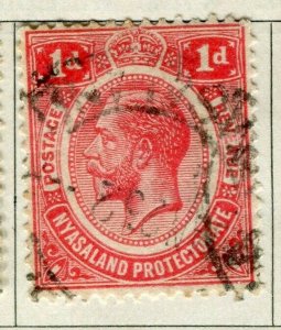 NYASALAND; 1921 early GV issue fine used 1d. value
