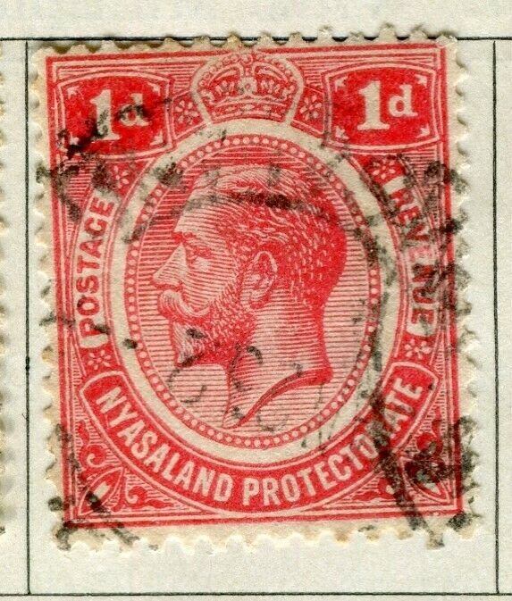 NYASALAND; 1921 early GV issue fine used 1d. value
