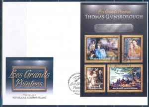 CENTRAL AFRICA 2012 THOMAS GAINSBOROUGH SHEET FIRST DAY COVER