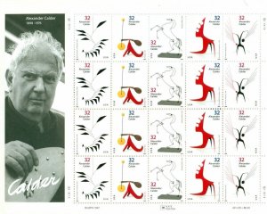 US: 1997 Alexander CALDER - Art; Complete Sheet Sc 3198-3202; 32 Cents Values