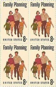 1972 Family Planning Block of 4 8c Postage Stamps - Sc# 1455 - MNH,OG cx310