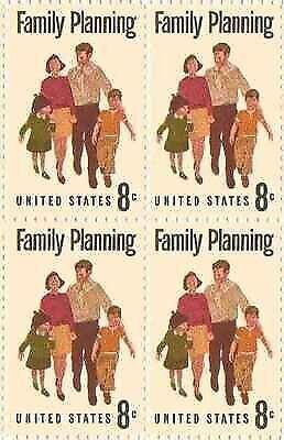 1972 Family Planning Block of 4 8c Postage Stamps - Sc# 1455 - MNH,OG cx310