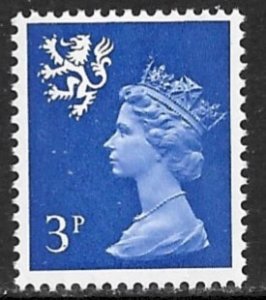 GREAT BRITAIN / SCOTLAND 1971-93 3p Ultramarine QE2 Machin Sc SMH2 MLH