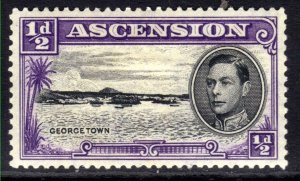 Ascension Island 1944 KGV1 1/2d Flaw Topedo Error R3/4 ptg MM SG 38bb ( T242 )