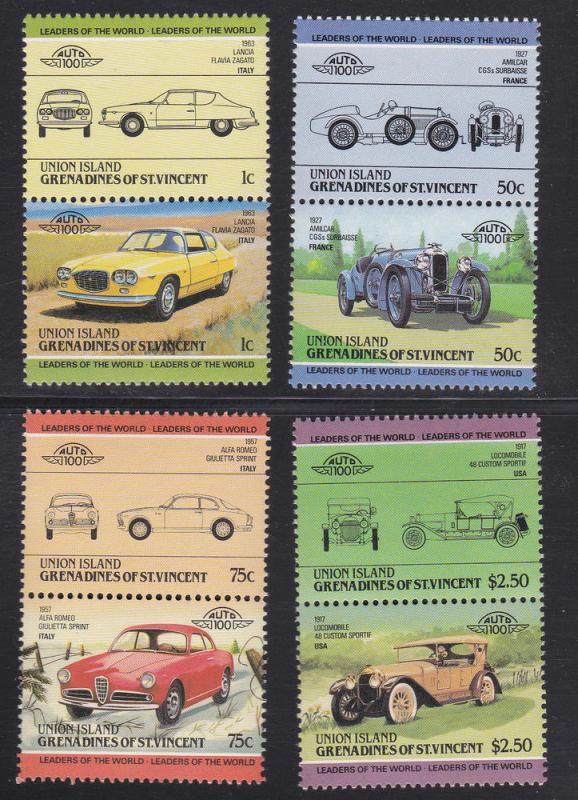 Union Island # 142 / 162, Automobile Pairs Mint NH.