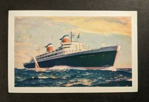 1955 SS United States Illustrated Postcard Cover Southampton England to IL USA