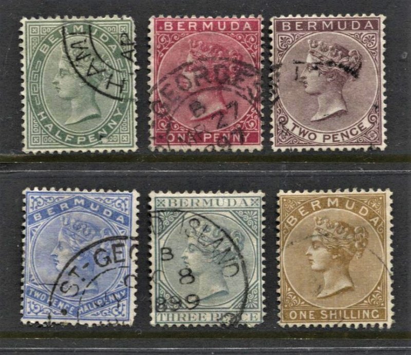 STAMP STATION PERTH Bermuda #18,19b,21-23,2 QV Definitive Used Wmk.2 CV$50.00