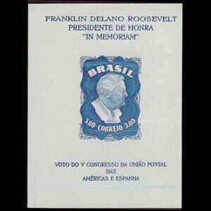 BRAZIL 1949 - Scott# C76a S/S Roosevelt NH