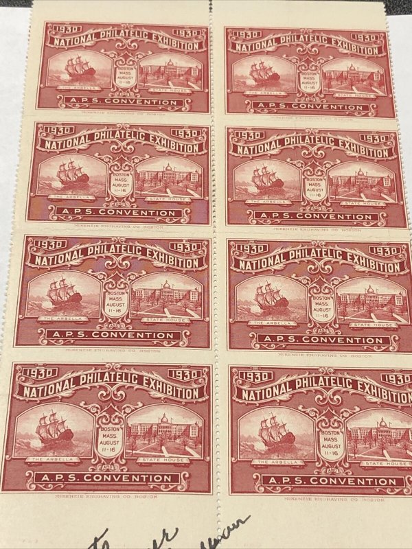 1939 National Philatelic Exhibition Sheet Of 8 Imperf. Signed By The Designer. 