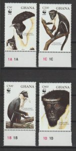 GHANA 1994 WWF SG 1944 + 1947/9 MNH