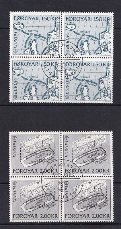 Faroe Islands   #81-82   used  1982   Europa  excavations. in blocks of 4