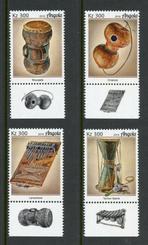 ANGOLA 2019 MUSICAL INSTRUMENTS  SET MINT NEVER HINGED 