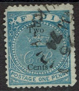 FIJI 1872 CR MONOGRAM TWO CENTS ON 1D USED 