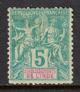 French India - Scott #4 - Used - Large thin - SCV $3.75