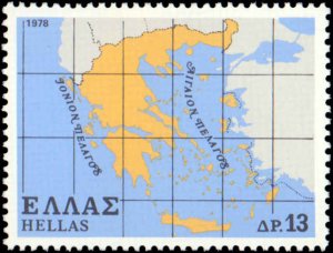 Greece #1285-1287, Complete Set(3), 1978, Maps, Never Hinged