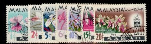 MALAYSIA - Sabah QEII SG424-430, complete set, FINE USED.