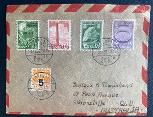 1955 Copenhagen Denmark Airmail Cover To Shorkcliffe Australia