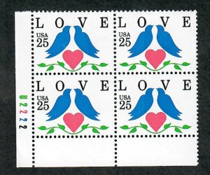 2440 Love Doves MNH Plate block - LL