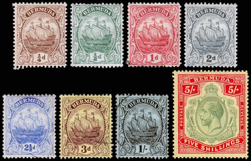 Bermuda Scott 40-45, 48, 52 (1912-13) Mint/Used H F-VF, CV $118.10 M