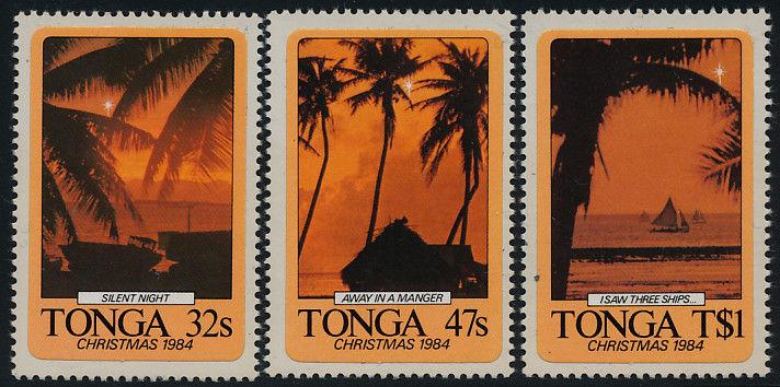 Tonga 590-2 MNH Christmas Carols, Trees, Boats