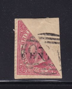 Br. Honduras Scott # 22a VF used on piece with nice color cv $ 220 ! see pic !