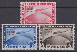 Germany 1931 Sc#C40-42 Mi#456-458 regummed signed Schlegel BPP (DR1076)