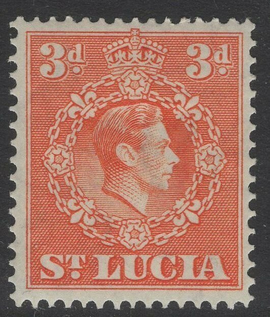 ST.LUCIA SG133 1938 3d ORANGE p14½x14 MTD MINT