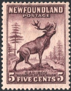 Newfoundland SC#190 5¢ Caribou (1932) MH