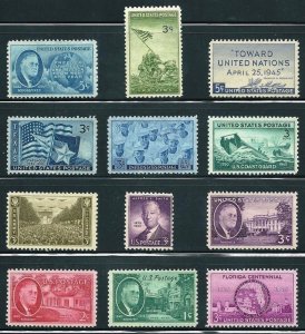 PCBstamps   US 1945 Commemoratives Year Set (927-938)  12 var.,  MNH, (1)