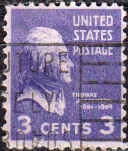United States 807 - Used - 3c Thomas Jefferson (1938) (2)