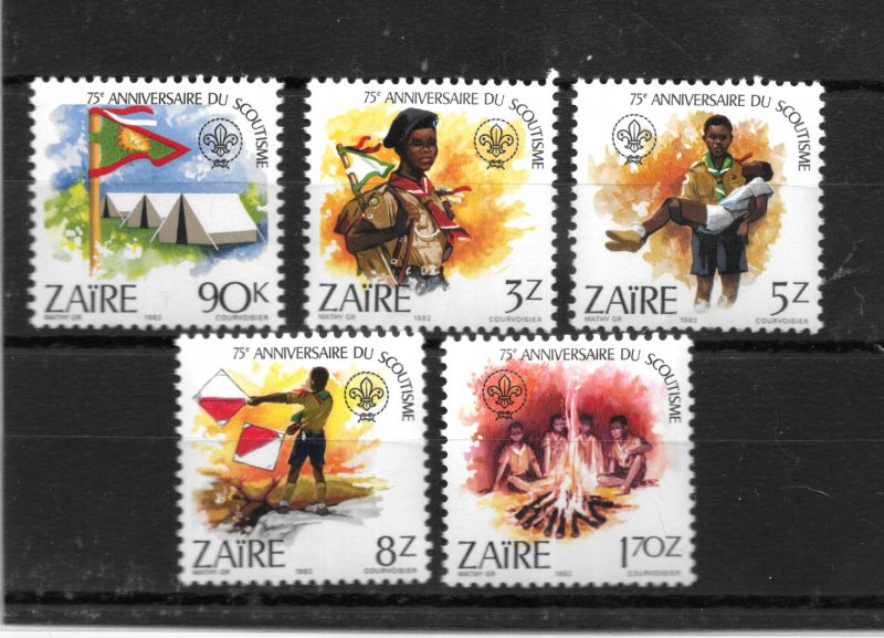 ZAIRE MNH SET SC#1085-89 SCOUTING SCV$12.00 VERY NICE SET