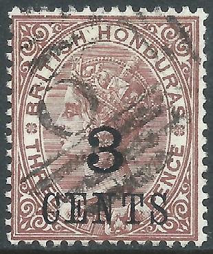 British Honduras, Sc #29, 3c on 3d, Used