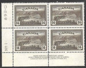 Doyle's_Stamps: Scott #268** to #272** Canadian 1946 NH Plate Block Set