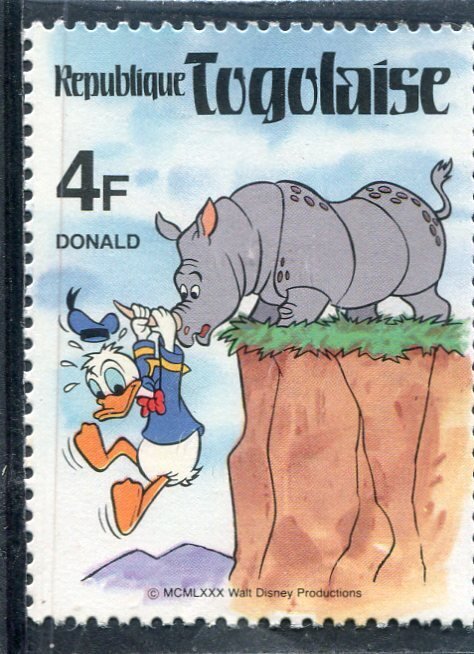 Togo 1980 DISNEY Donald & Rhinoceros Stamp Perforated Mint (NH)