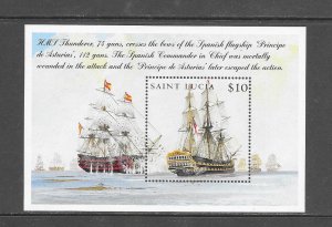 SHIPS - ST LUCIA #1210 HMS THUNDERER S/S MNH