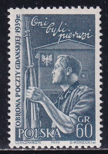 Poland 1958 Sc 819 Armed Postman Mail Box Defense Stamp MNH