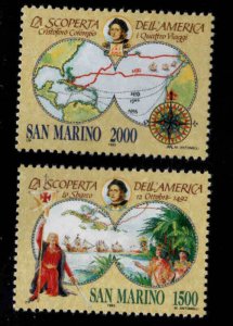 San Marino Scott 1249-1250  Discovery of America MNH** 1992 Colombus set