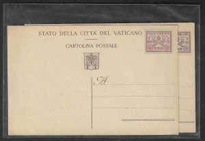 VATICAN CITY 1930 Postal Stationery cards for the values - 70823