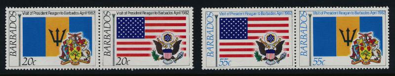 Barbados 582a,4a MNH Flags, Crest, President Reagan